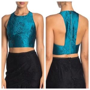 NWT Alice and Olivia teal racerback floral top